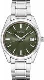 SEIKO SUR527 Watch for Men - Essentials - Olive Green Dial with Date Calendar, Stainless Steel Case & Bracelet, and 100m Water Resistant