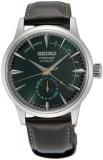 SEIKO Men's Green Dial Dark Leather Band Presage Cocktail Time Automatic Analog Watch