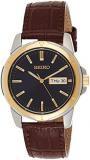 Seiko Men's SNE102 Stainless Steel Solar Watch with Brown Leather Strap
