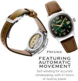 SEIKO Presage Green SRPE45 Brown Leather Automatic Mens Watch