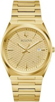 Bulova Mens Classic Quartz Gold Stainless Steel Watch, Champagne Pattern Dial, Style:97B226