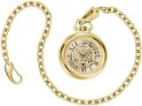 Bulova Classic Sutton Automatic Pocket Watch 3-Hand Date Gold Stainless Steel, Full Skeleton, Gold Dial with Gold Stainless Chain Style: 97A178