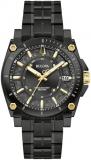 Bulova Men's Icon High Performance Quartz Black Ion Plated Stainless Steel Watch, 3-Hand, Chronograph, Curved, Black Dial, Sapphire Crystal Style: 98B408