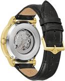 Bulova Men's Classic 3-Hand Automatic Leather Strap Watch, 21-jewels, Hack Feature, Luminous Hands and Markers,Open Aperture and Exhibition Case Back Style: 97A166