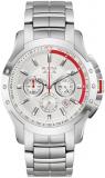 Bulova Men's Marine Star 6 Hand Chronograph Quartz Stainless Steel Watch, Silver White Dial (Model:96B383)