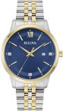 Bulova Men's Classic 3-Hand Diamond Quartz Two Tone Stainless Steel Watch, Style:98D188