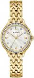 Bulova Ladies' Classic Crystal Gold Stainless Steel 3-Hand Quartz Watch, Mother of Pearl Dial