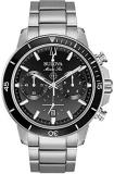 Bulova Men's Marine Star Series C Stainless Steel 6-Hand Chronograph Quartz Watch, Black Dial Style: 96B272