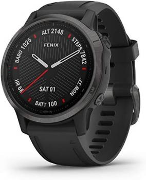 Garmin fenix 6S Sapphire, Premium Multisport GPS Watch, Smaller-Sized, Features Mapping, Music, Grade-Adjusted Pace Guidance and Pulse Ox Sensors, Carbon Gray DLC with Black Band