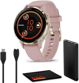 Garmin Venu 3S Advanced Fitness and Health Tracker Smart Watch Soft Gold Stainless Steel Bezel with Dust Rose Case 41MM Silicone and 1.2 Inch AMOLED Touch Screen Display