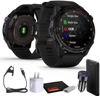 Garmin Descent Mk3i, Dive Computer Smartwatch 51MM, Carbon Gray DLC Titanium with Black Silicone Band, Air Integration and Multisport GPS Training Fitness Watch Bundle with Accessories