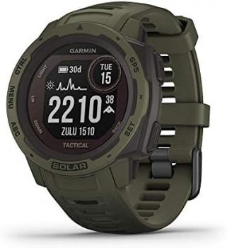 Garmin Instinct Solar Tactical, Solar-Powered Rugged Outdoor Smartwatch with Tactical Features, Built-in Sports Apps and Health Monitoring, Moss Green (Renewed)