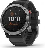 Garmin 010-02410-00 Fenix 6 Solar GPS Smartwatch, Silver w/Black Band Bundle with 2 YR CPS Enhanced Protection Pack
