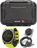 Garmin Fenix 8 Sapphire 51mm GPS Smartwatch with 1.4-Inch AMOLED Display (Amp Yellow and Graphite) Bundle with Waterproof Hard Case (Black) and Focus Camera Charger Stand (3 Items)