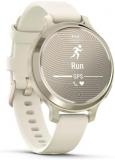 Garmin 010-02891-00 Lily 2 Active Smartwatch Lunar Gold with Bone Silicone Band Bundle with Tech Smart USA Fitness & Wellness Suite and 2 YR CPS Enhanced Protection Pack