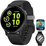 Garmin 010-02862-10 Vivoactive 5 Fitness Smartwatch, Black | Official USA Partner Model | Bundle with Deco Essentials 2-Pack Screen Protector and 2 YR CPS Enhanced Protection Pack