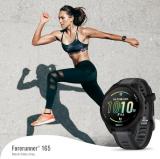 Garmin Forerunner 165 GPS Running Smartwatch (Black and Slate Gray) Bundle with Silhouette 6,000mAh Portable Accessory (White) and Focus Camera Portable Charger Stand and USB Charging Cable (3 Items)