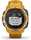 Garmin Instinct Solar, Solar-Powered Rugged Outdoor Smartwatch, Built-in Sports Apps and Health Monitoring, Sunburst Yellow (Renewed)