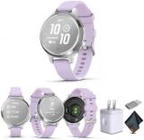 Garmin Lily 2 Active Small and Stylish Smartwatch Up to 9 Days Battery Life Built-in GPS Hidden Display Patterned Lens Purple Jasmin 010-02891-01 Health and Fitness Smart Watch Bundle for Women