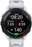 Garmin 010-02810-01 Forerunner 265 GPS Smartwatch, Whitestone/Tidal Blue | Official USA Partner Model | Bundle with Sport Towel + Deco Essentials Wearable Commuter Front & Rear Safety Light
