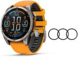 Garmin Fenix 8 Sapphire 51mm GPS Smartwatch with 1.4-Inch AMOLED Display (Spark Orange and Graphite) Bundle with Focus 9H Tempered Glass Screen Protector Film for Garmin Fenix 7X (3-Pack) (2 Items)