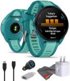 Garmin Forerunner 165 Music GPS Running Smartwatch, Fitness Tracker Smart Watch for Men and Women Bundle with Accessories - Turquoise/Aqua