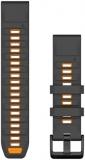 Garmin QuickFit, 22mm Graphite/Spark Orange Silicone Band