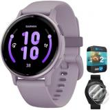 Garmin 010-02862-13 Vivoactive 5 Fitness Smartwatch, Orchid Bundle with Deco Essentials 2-Pack Screen Protector and 2 YR CPS Enhanced Protection Pack