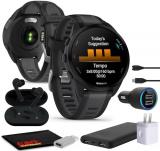 Garmin Forerunner 165 GPS Running Smartwatch, Fitness Tracker Smart Watch for Women and Men Bundle with Accessories - Black/Slate Gray