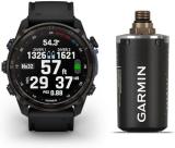Garmin Descent Mk3i – 51 mm, Carbon Gray DLC Titanium Watch with Black Silicone Rubber Band and T2 Transceiver