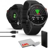Garmin Approach S62, Premium GPS Golf Watch - Black, Built-in Virtual Caddie, 1.3" Touchscreen Display Smartwatch Bundle with Microfiber Cleaning Cloth and Accessoires