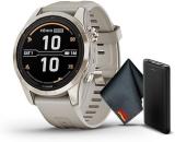 Garmin Fenix 7S Pro Solar Edition 42 MM Sapphire Soft Gold with Light Sand Band GPS Smartwatch Built-in Flashlight and Power Sapphire Solar Charging Lens and Advanced Training Features