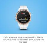 Garmin fenix 5S Plus, Smaller-Sized Multisport GPS Smartwatch, Features Color Topo Maps, Heart Rate Monitoring, Music and Contactless Payment, White/Rose Gold