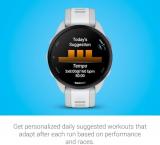 Garmin 010-02863-21 Forerunner 165 Smart Sport Watch, Mist Gray + Whitestone | Official USA Partner Model | Bundle with Sport Towel + Deco Essentials Wearable Commuter Front and Rear Safety Light