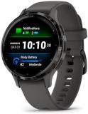 Garmin Venu 3S Advanced Fitness and Health Tracker Smart Watch Slate Stainless Steel Bezel with 41 MM Pebble Gray Case and Silicone Band 1.2 Inch AMOLED Touch Screen Display