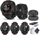 Garmin Instinct 3 45mm, Solar Charged Display, Rugged Outdoor GPS Smartwatch, Metal-Reinforced Bezel, Built-in Flashlight, Black (010-02934-00) Tactical Smart Watch Bundle for Men and Women