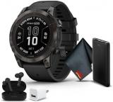 Garmin Fenix 7 Pro Sapphire Solar Edition GPS Smartwatch 47 MM Built-in Flashlight and Power Sapphire Solar Charging Lens and Advanced Training Features with Carbon Gray DLC Titanium with Black Band