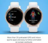 Garmin Venu 2S, Smaller-Sized GPS Smartwatch with Advanced Health Monitoring and Fitness Features, Rose Gold Bezel with White Case and Silicone Band, (010-02429-03) (Renewed)