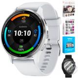 Garmin 010-02784-00 Venu 3 Health Fitness GPS Smartwatch Silver Steel Bezel & Whitestone Case (45mm) | Official USA Partner Model | Bundle with Deco Screen Protector, Fitness & Wellness Suite