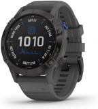 Garmin Fenix 6 Pro Solar (GPS,1.4 inches) Solar-Powered Multisport, Advanced Training Features and Data, Black with Slate Gray Band (Renewed)