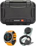 Garmin Fenix 8 Sapphire 51mm GPS Smartwatch with 1.4-Inch AMOLED Display (Spark Orange and Graphite) Bundle with Focus Camera Charger Stand and Focus Charger Port Protectors (9-Pack) (3 Items)