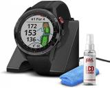 Garmin Approach S62 GPS Golf Watch (Black Bezel/Black Band) + Charging Base + 6TH AVE Cleaning Kit w/Virtual Caddie Mapping (010-02200-00) (010-02200-00)