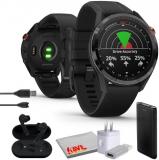 Garmin Approach S62, Premium GPS Golf Watch - Black, Built-in Virtual Caddie, 1.3" Touchscreen Large Display and 41000 Preloaded Courses, Smartwatch Bundle with Wireless Earbuds and Accessoires