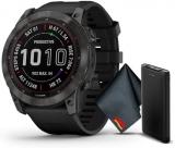 Garmin Fenix 7X Pro Sapphire Solar Edition 51 MM Carbon Gray DLC Titanium with Black Band GPS Smartwatch Built-in Flashlight and Power Sapphire Solar Charging Lens and Advanced Training Features