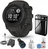 Garmin Instinct 2S - Standard Edition Smart Watch-Graphite + Watch Charging Stand + USB Car/Wall Adapter + 6Ave Cleaning Kit (Bundle) (010-02563-10)