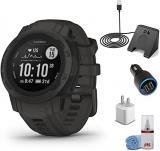 Garmin Instinct 2S - Standard Edition Smart Watch-Graphite + Watch Charging Stand + USB Car/Wall Adapter + 6Ave Cleaning Kit (010-02563-10)
