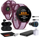 Garmin Forerunner 165 Music GPS Running Smartwatch, Fitness Tracker Smart Watch for Women and Men Bundle with Accessories - Berry/Lilac