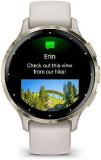 Garmin 010-02785-04 Venu 3S Health Fitness GPS Smartwatch Gold Steel Bezel with Ivory Case (41mm) | Official USA Partner Model | Bundle with Towel, Deco Essentials Commuter Front, Rear Safety Light