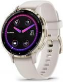 Garmin 010-02785-04 Venu 3S Health Fitness GPS Smartwatch Gold Steel Bezel with Ivory Case (41mm) | Official USA Partner Model | Bundle with Towel, Deco Essentials Commuter Front, Rear Safety Light