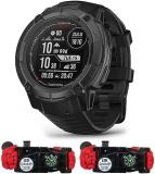 Garmin 010-02805-13 Instinct 2X Solar Rugged GPS Smartwatch Tactical Edition Black Bundle with Deco Essentials 2-Pack Tactical Emergency Paracord Bracelet with SOS LED Whistle Knife Multi Tool